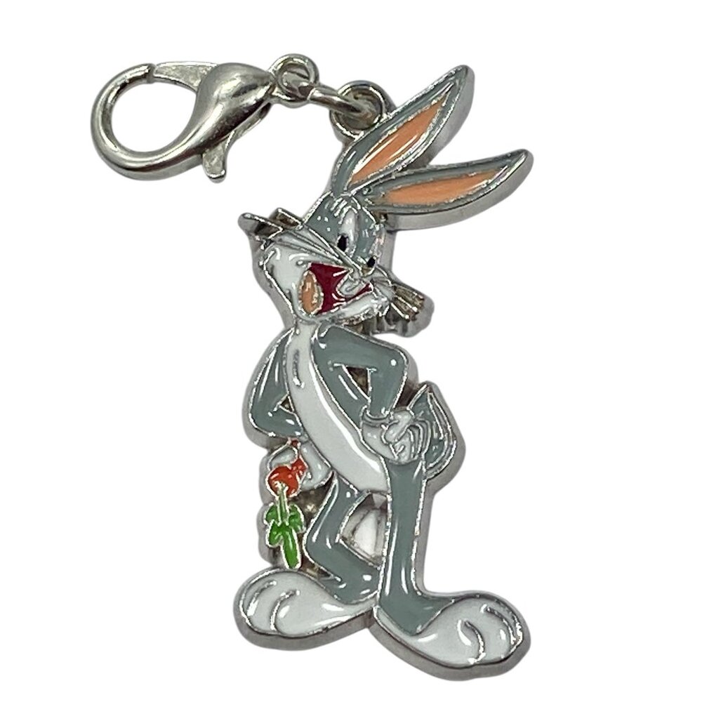 Vtg Bugs Bunny Zipper Pull Bag Clip On Charm Looney Tunes Warner Bros Enamel